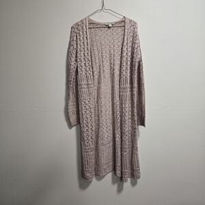 Moral Fiber Open Front Crochet Blush Knit Cardigan